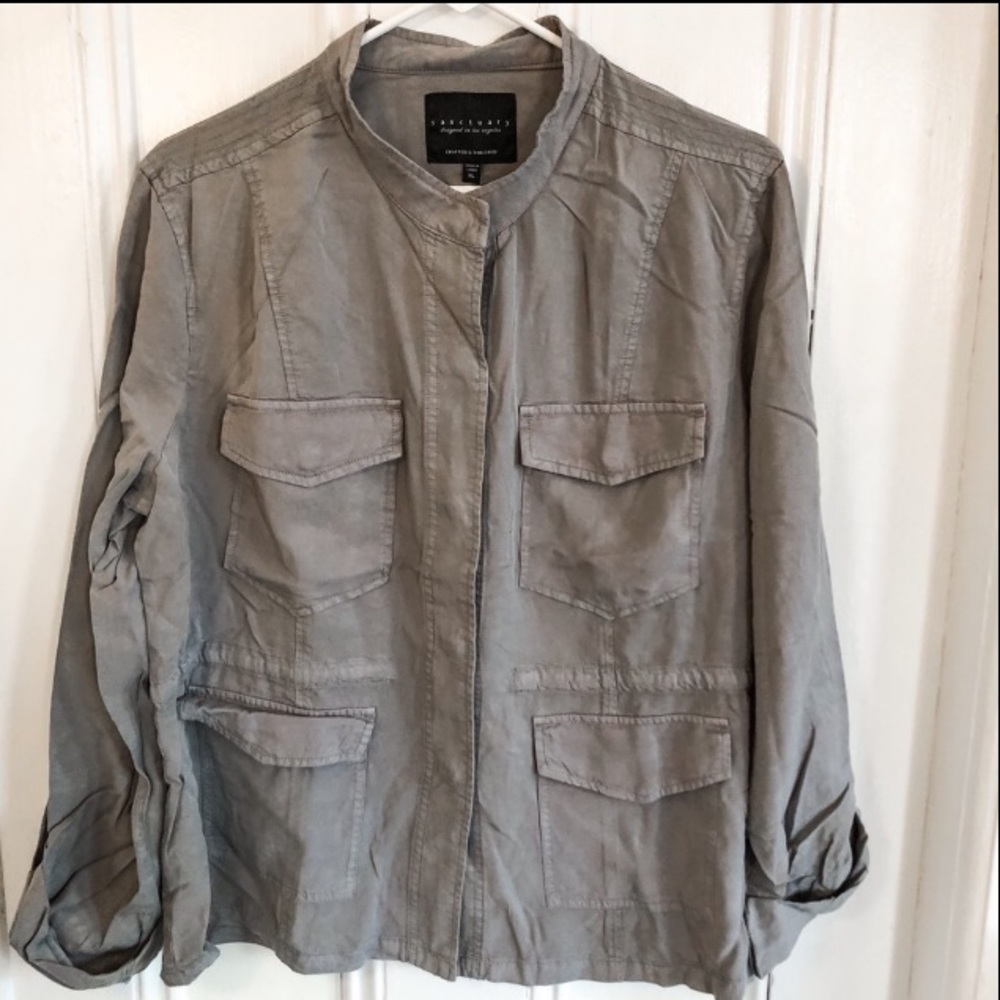 Sanctuary NWOT Twill Safari Jacket Gray XL